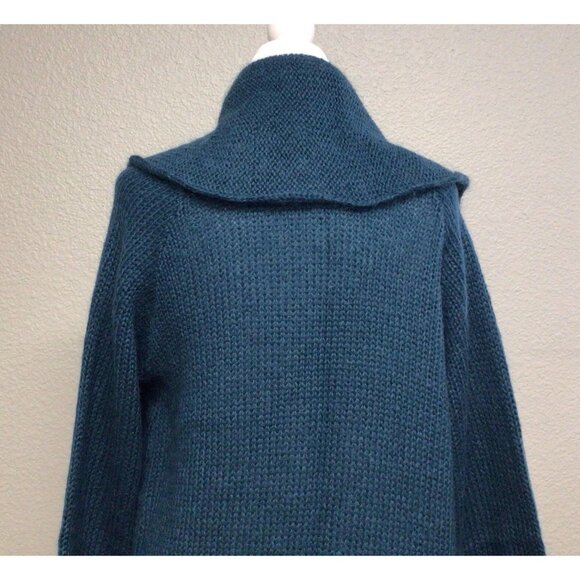 Soft Surroundings Teal Acrylic Wool Mohair Open Front Cardigan Sweater Sz Medium - Picture 4 of 9
